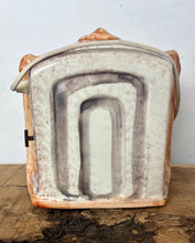 Load image into Gallery viewer, This style of hand-painted, glazed ceramic item, sometimes featuring floral designs or specific scenes, has a whimsical, hand-painted design with a military theme, incorporating several small seated toy figures and a cannon figurine.
