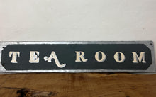 Load image into Gallery viewer, It features hand-painted or printed lettering with a bold font, often in contrasting colors like the black and silver/cream shown. The edges are sometimes aged by hand to enhance the vintage look.
