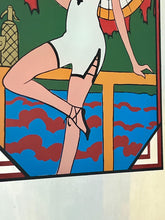 Load image into Gallery viewer, Art Deco Advertising Mirror, Flapper Girl, Linda Joy Green Picture
