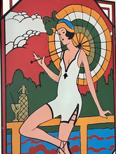 Load image into Gallery viewer, A beautiful Art Deco mirror is a popular decorative print that depicts a woman, sometimes referred to as a "flapper girl," in a 1920s aesthetic.
