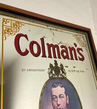 Load image into Gallery viewer, The Mirror has an etched and painted gold border with ornate motifs showing Colmans Mustard pictures and fonts, a very stylish stunning design.
