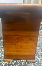 Load image into Gallery viewer, Vintage Art Deco dining table, dating from the 1930s. 
The table is primarily crafted from burr walnut, often featuring highly figured or "book-matched" walnut veneers on the top surface to showcase striking natural grain patterns.
