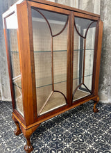 Load image into Gallery viewer, 1930’s Walnut Mahogany Antique Art Deco Cocktail Display Cabinet
