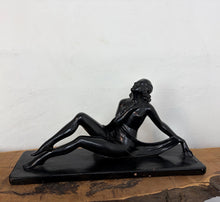 Load image into Gallery viewer, Mid Century Art Deco Lady Figure Ebonised Statue
