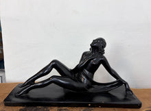 Load image into Gallery viewer, Mid Century Art Deco Lady Figure Ebonised Statue
