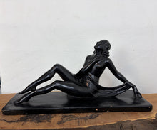Load image into Gallery viewer, Mid Century Art Deco Lady Figure Ebonised Statue
