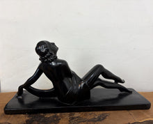 Load image into Gallery viewer, Mid Century Art Deco Lady Figure Ebonised Statue

