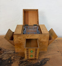 Load image into Gallery viewer, Art Deco Mid Century Modern Burr Walnut Cigarette Smokers Cabinet
