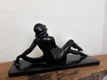 Load image into Gallery viewer, Mid Century Art Deco Lady Figure Ebonised Statue
