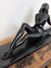 Load image into Gallery viewer, Mid Century Art Deco Lady Figure Ebonised Statue
