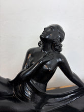 Load image into Gallery viewer, Mid Century Art Deco Lady Figure Ebonised Statue
