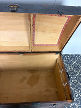 Load image into Gallery viewer, This beautiful piece is an antique dome-top (or barrel-top) steamer trunk, commonly manufactured during the late 19th century (circa 1870–1900).
