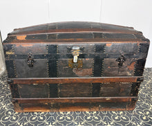 Load image into Gallery viewer, Antique Victorian 19th Century Barrel Dome Trunk, Steamer Travel Sea Chest
