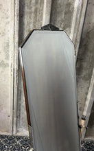 Load image into Gallery viewer, This original full-length 1930s Art Deco Cheval Mirror balances industrial function with vintage charm, making it a stellar statement piece for retail outfitting or home dressing rooms.
