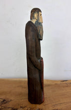 Load image into Gallery viewer, Vintage Hand-Carved Wooden Jewish Figurine with Menorah Sculpture – Traditional Folk Art Statue
