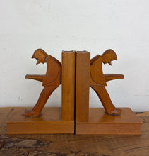Load image into Gallery viewer, Vintage Mid-Century Cubist German Carved Wood Bookends – Art Deco Style

