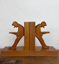Load image into Gallery viewer, Vintage Mid-Century Cubist German Carved Wood Bookends – Art Deco Style
