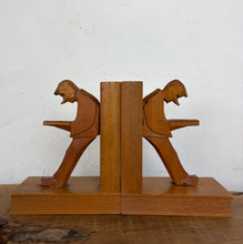 Load image into Gallery viewer, Vintage Mid-Century Cubist German Carved Wood Bookends – Art Deco Style
