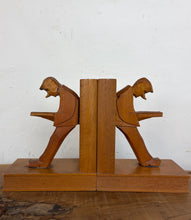 Load image into Gallery viewer, Vintage Mid-Century Cubist German Carved Wood Bookends – Art Deco Style
