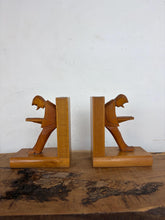 Load image into Gallery viewer, Vintage Mid-Century Cubist German Carved Wood Bookends – Art Deco Style
