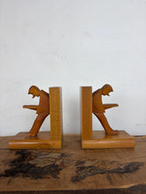 Load image into Gallery viewer, Vintage Mid-Century Cubist German Carved Wood Bookends – Art Deco Style
