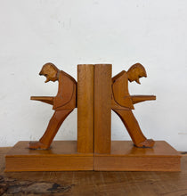 Load image into Gallery viewer, Vintage Mid-Century Cubist German Carved Wood Bookends – Art Deco Style
