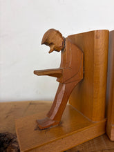 Load image into Gallery viewer, Vintage Mid-Century Cubist German Carved Wood Bookends – Art Deco Style
