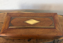 Load image into Gallery viewer, Antique Victorian Wooden Stationery Box, Vintage Writing Slope Desk Organizer, Rustic Keepsake Box with Compartments
