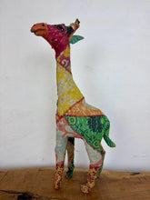 Load image into Gallery viewer, Vintage Indian Folk Art Patchwork Textile Giraffe Sculpture
