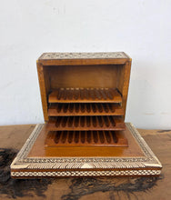 Load image into Gallery viewer, Vintage Middle Eastern Inlaid Wooden Cigarette Box – Mother of Pearl Mosaic
