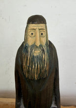 Load image into Gallery viewer, Vintage Hand-Carved Wooden Jewish Figurine with Menorah Sculpture – Traditional Folk Art Statue

