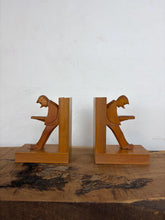 Load image into Gallery viewer, Vintage Mid-Century Cubist German Carved Wood Bookends – Art Deco Style

