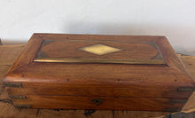 Load image into Gallery viewer, Antique Victorian Wooden Stationery Box, Vintage Writing Slope Desk Organizer, Rustic Keepsake Box with Compartments
