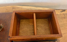 Load image into Gallery viewer, Removable Lid with Solid Brass Hardware, the box is fitted with a fully removable, beautifully polished dark wood lid. A distinctive, diamond-shaped brass finial serves as the handle, adding an elegant metallic contrast to the rich wood tones and highlighting the geometric principles central to Art Deco design.
