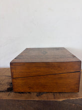 Load image into Gallery viewer, Antique Victorian Tunbridge Ware Writing Slope – 19th Century Inlaid Wooden Writing Desk Box with Geometric Marquetry
