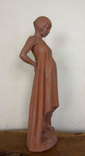 Load image into Gallery viewer, Vintage Terracotta Pregnant Woman Sculpture – Mid-Century Style Maternity Art Figurine
