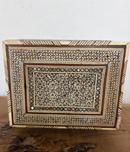 Load image into Gallery viewer, Vintage Middle Eastern Inlaid Wooden Cigarette Box – Mother of Pearl Mosaic
