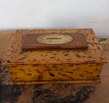 Load image into Gallery viewer, Antique Victorian Figured Maple Money Box, Rare Treen Savings Bank with Brass &amp; Mahogany Detail, Circa 1880
