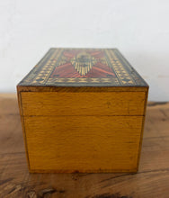 Load image into Gallery viewer, Authentic Vintage 1930s Art Deco Wooden Money Box, Fine Geometric Marquetry Craftsmanship
