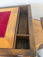 Load image into Gallery viewer, stunning example of late 19th-century Victorian craftsmanship. This antique writing slope features exceptional, intricate geometric inlay work highly characteristic of the celebrated Tunbridge Ware style.

