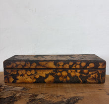 Load image into Gallery viewer, Antique Pyrography Wood Keepsake Jewellery Box – Folk Art Grape &amp; Vine Motif, Circa early 1900, Flemish Art movement
