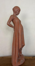 Load image into Gallery viewer, Vintage Terracotta Pregnant Woman Sculpture – Mid-Century Style Maternity Art Figurine
