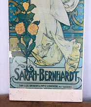 Load image into Gallery viewer, Vintage Alphonse Mucha Art Nouveau Lithograph On Board – Sarah Bernhardt (c. 1930s) French Picture
