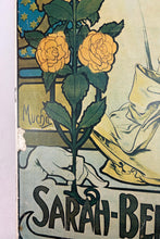 Load image into Gallery viewer, Vintage Alphonse Mucha Art Nouveau Lithograph On Board – Sarah Bernhardt (c. 1930s) French Picture
