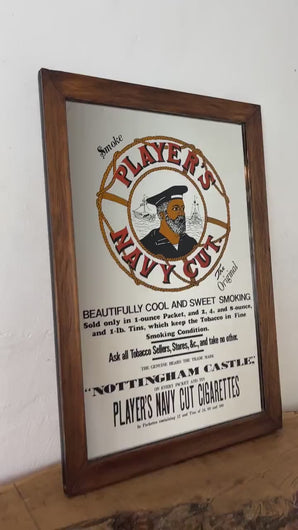 Player navy cut vintage cigarette mirror, advertising sailor tobacco, wall art collectibles, tobacciana piece