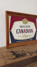 Load and play video in Gallery viewer, Molson Canadian lager advertising mirror, vintage beer sign, brewery and pub wall art,  collectibles piece

