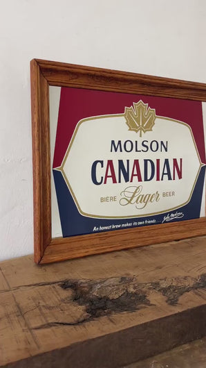 Molson Canadian lager advertising mirror, vintage beer sign, brewery and pub wall art,  collectibles piece