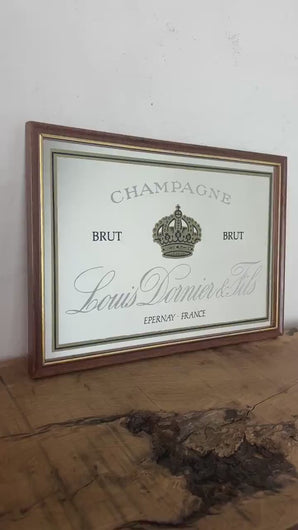 Elegant Louis Doinier and Fils Champagne brut advertising mirror, French wine and spirits sign, picture wall art, home decor