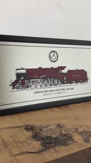 Vintage London, Midland and Scottish Railway, train advertising mirror, Royal Scot, collectable, picture, transport, steam locomotives