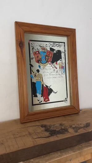 Historical Spanish bull fighting matador advertisement  mirror 1906, Royal event,  vinatge wall art, picture frame, advertising collectibles